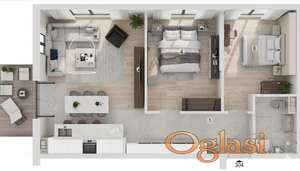 SAVRSEN BALANS MIRA I PRAKTICNOSTI-DVOSOBAN STAN U STAMBENOM KOMPLEKSU GOLDEN VIEW VML